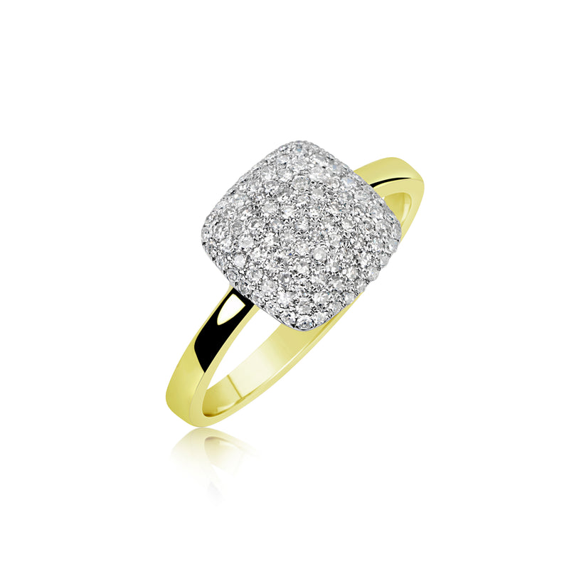 yellow gold and diamond square ring