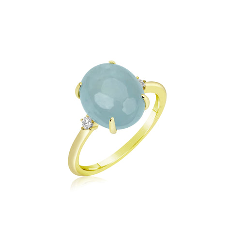 Aqua Statement Ring with Diamond Detail