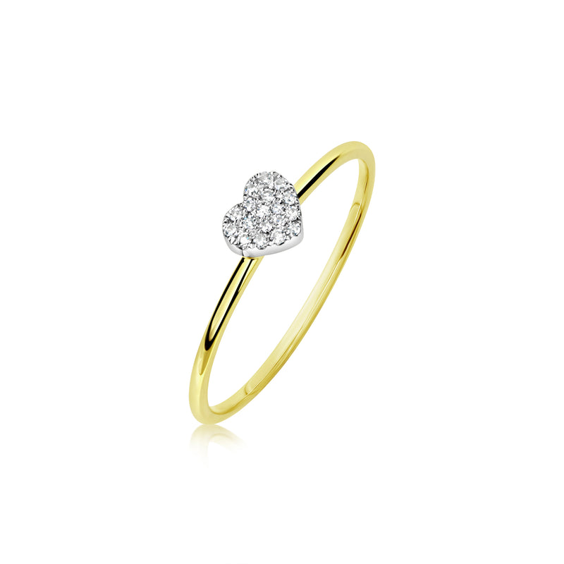 Yellow Gold Dainty Diamond Heart Ring