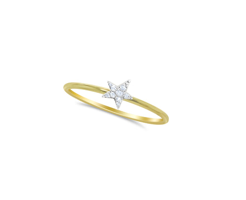 yellow gold dainty diamond star ring