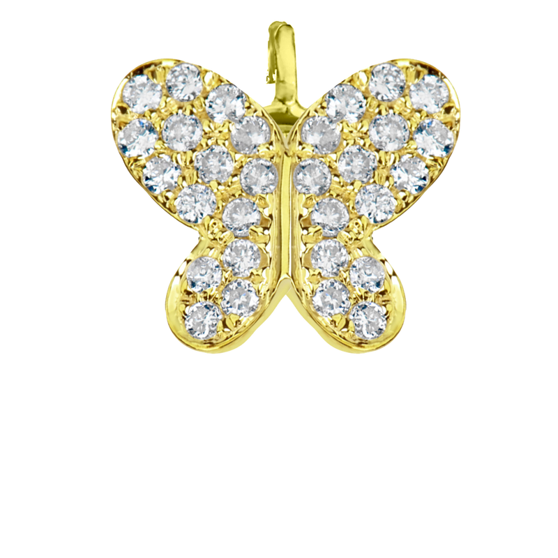 Yellow Gold Pave Butterfly Center