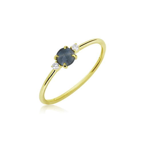 yellow gold dark sapphire and diamond ring (online exclusive)