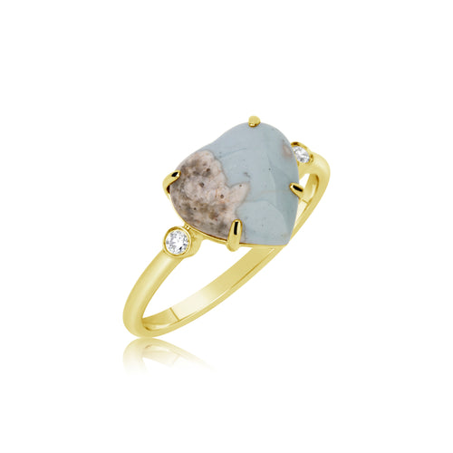 yellow gold and diamond Boulder Opal Heart Shaped Ring