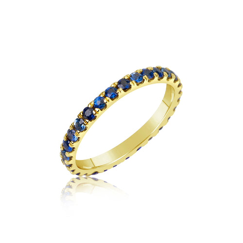 Yellow Gold Blue Sapphire Eternity Band