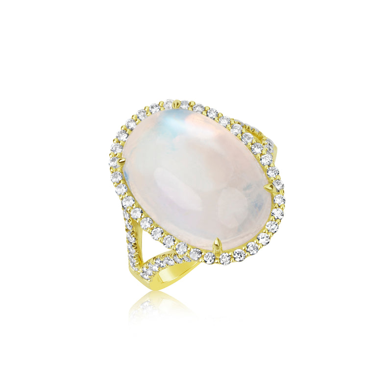 Statement Moonstone and Diamond Ring