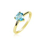 Yellow Gold Blue Topaz Heart Ring