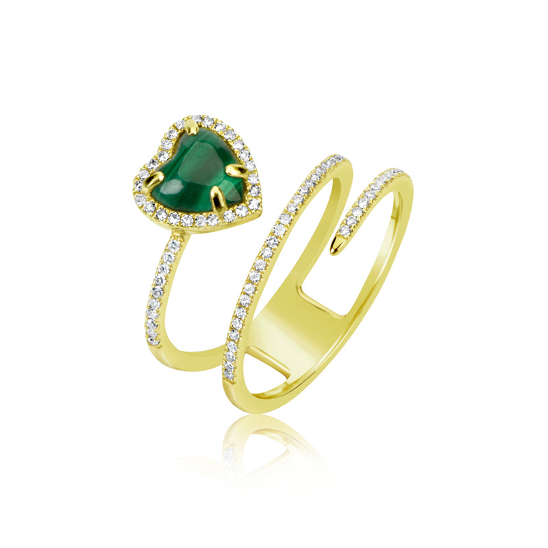 Malachite Heart Diamond Swirl Ring- ONLINE EXCLUSIVE