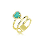 Turquoise Heart and Diamond Swirl Ring