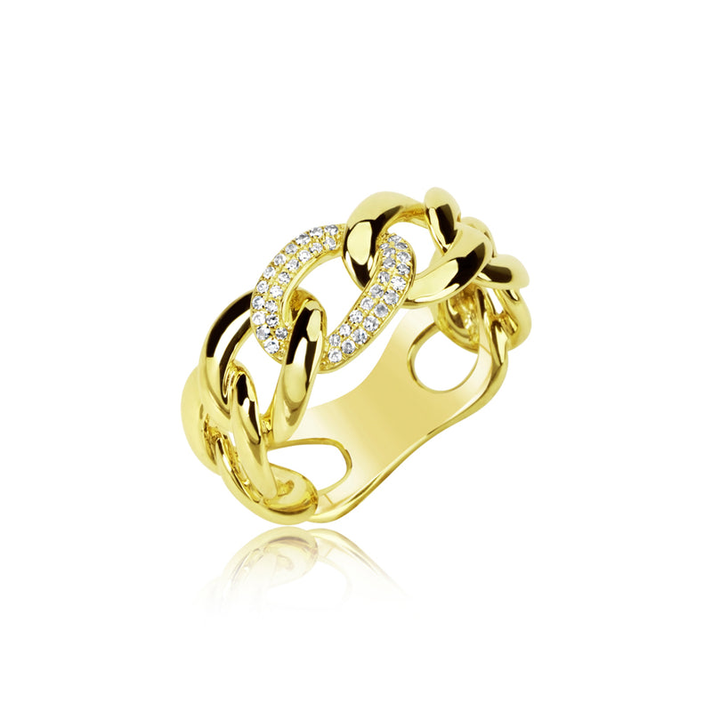 Yellow Gold Diamond Link Ring- ONLINE EXCLUSIVE