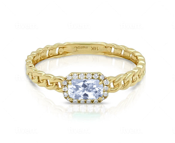 April Yellow Gold White Topaz Birthstone Ring