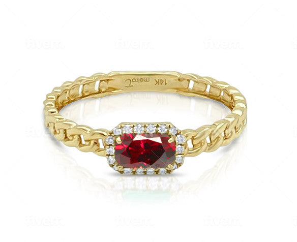July Yellow Gold And Ruby Birthstone Ring