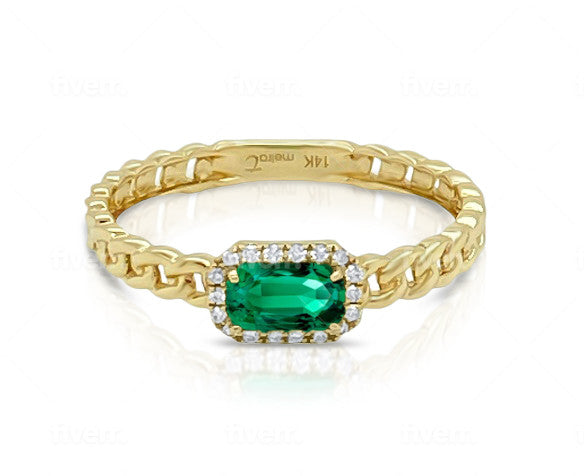 May Yellow Gold And Emerald Birthstone Ring