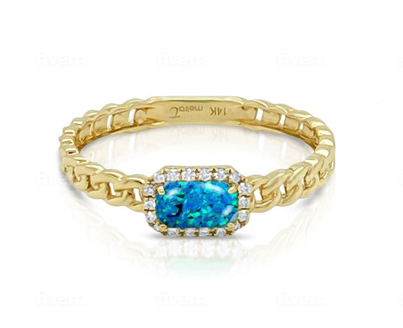 October Yellow Gold And Opal Birthstone Ring
