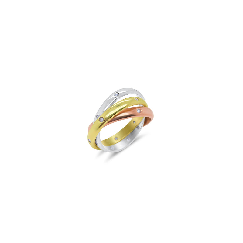 Three Tone 14k Diamond Ring