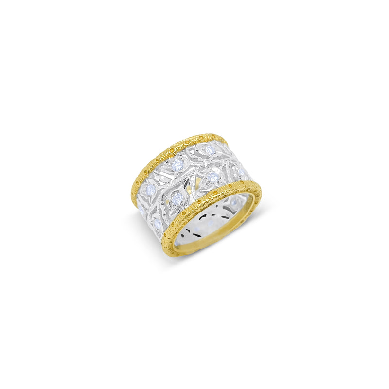 Yellow Gold Vintage Filigree Vine Motif Diamond Ring