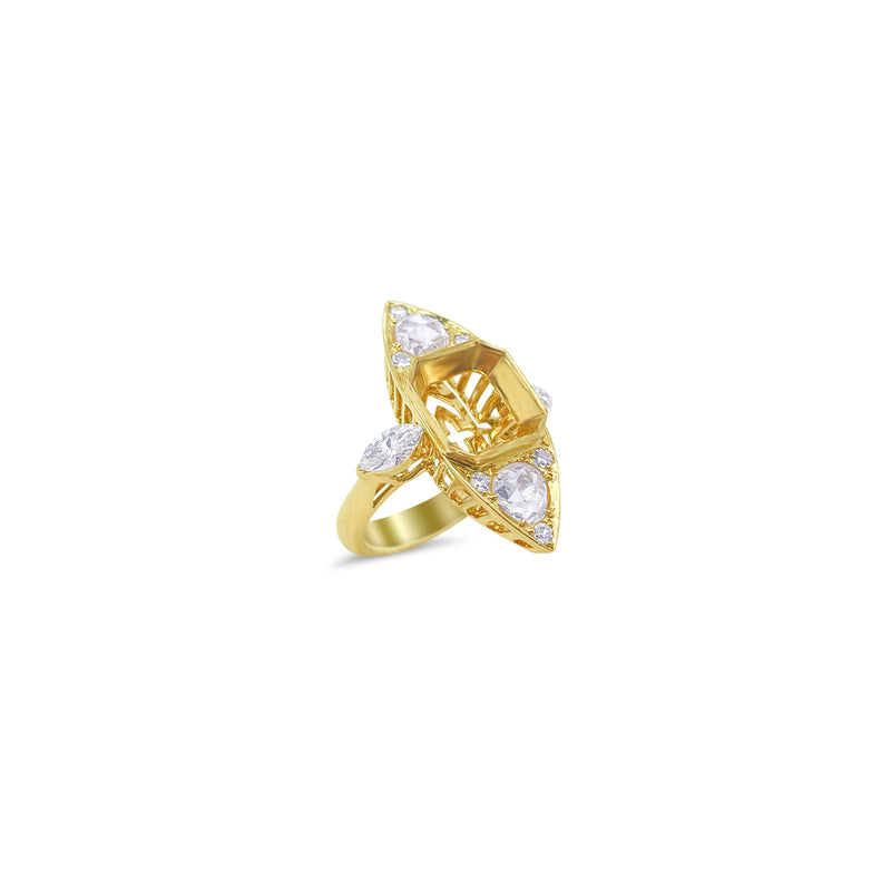 Yellow Gold Antique 18k Diamond Ring