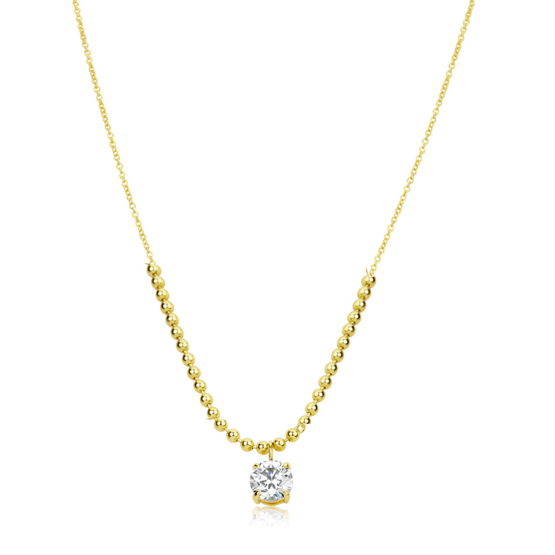 Yellow Gold Ball Chain Diamond Necklace