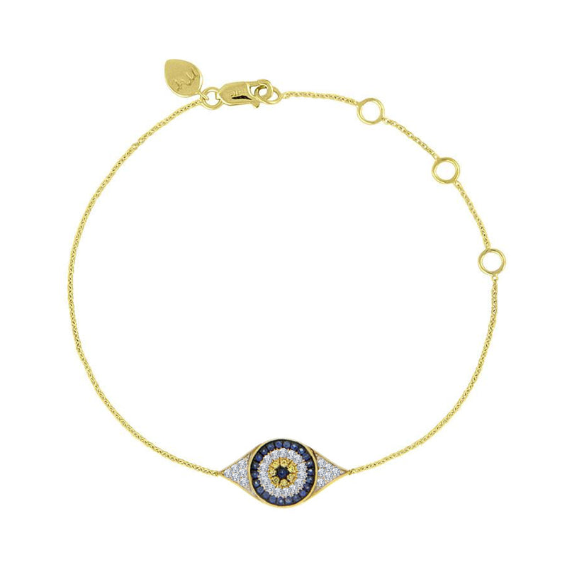 Evil Eye Bracelet Yellow Gold Diamonds Sapphires