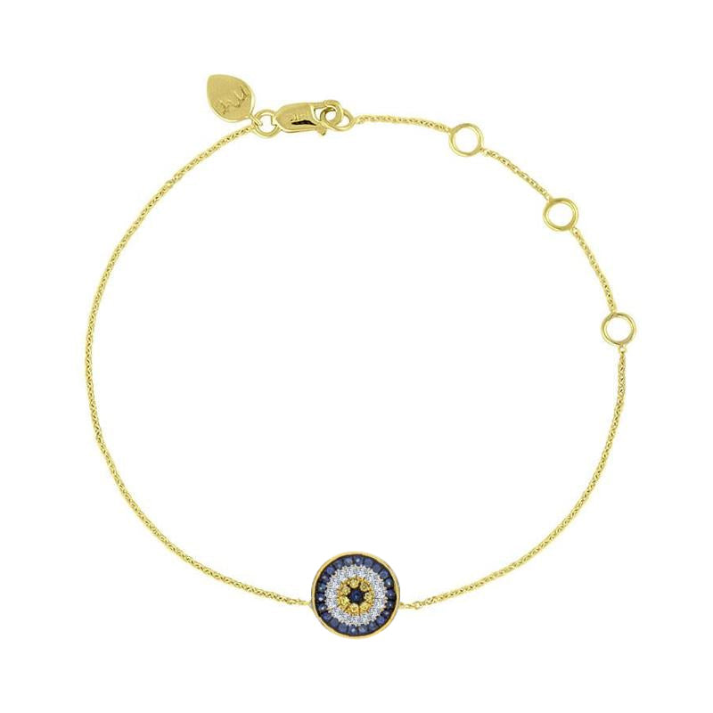 Round Evil Eye Diamonds and Sapphire Bracelet IN STOCK READY TO SHIP