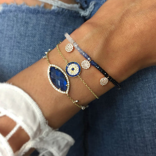 Round Evil Eye Diamonds and Sapphire Bracelet IN STOCK READY TO SHIP