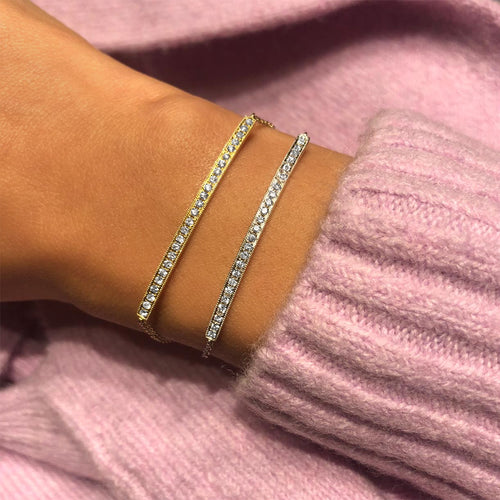 Gold Diamond Bar Chain Bracelet