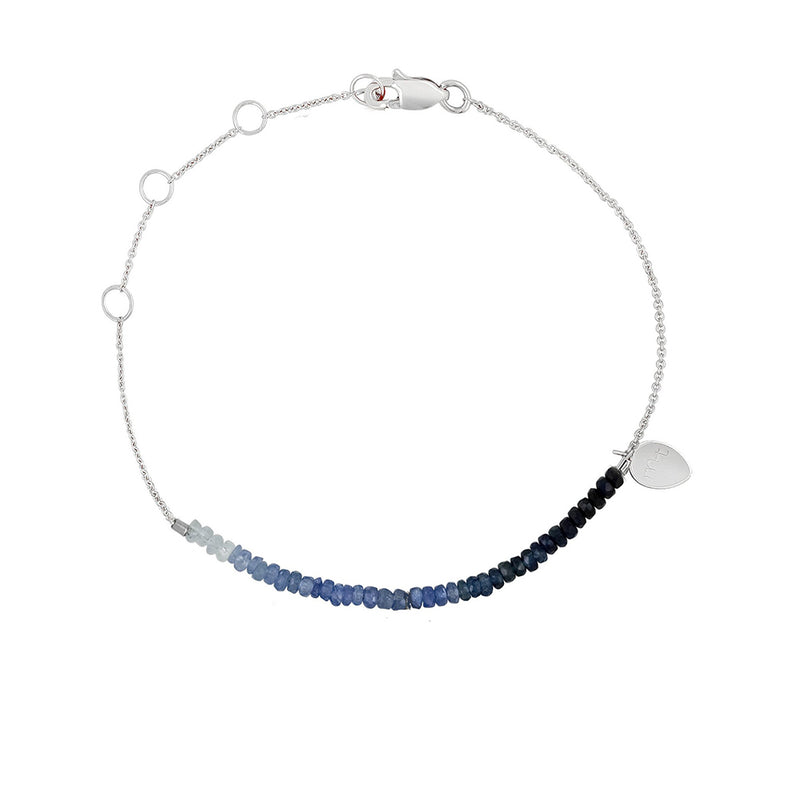 white gold and blue sapphire beaded bracelet