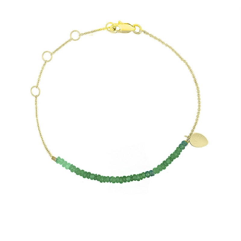 yellow gold and emerald beaded bracelet