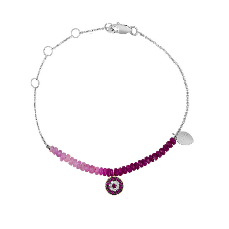 Ruby and Diamond Evil Eye Bracelet