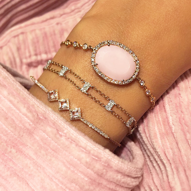 Pink Opal Diamond Bracelet