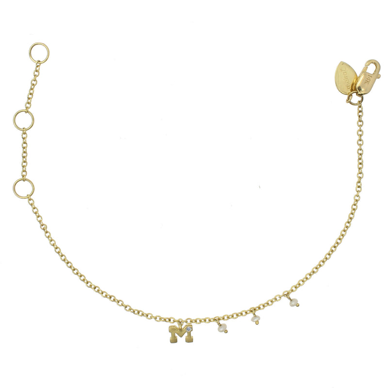 Meira T Initial Diamond and Pearl Bracelet