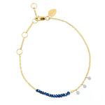 Yellow Gold Blue Sapphire Bracelet with Diamond Bezels