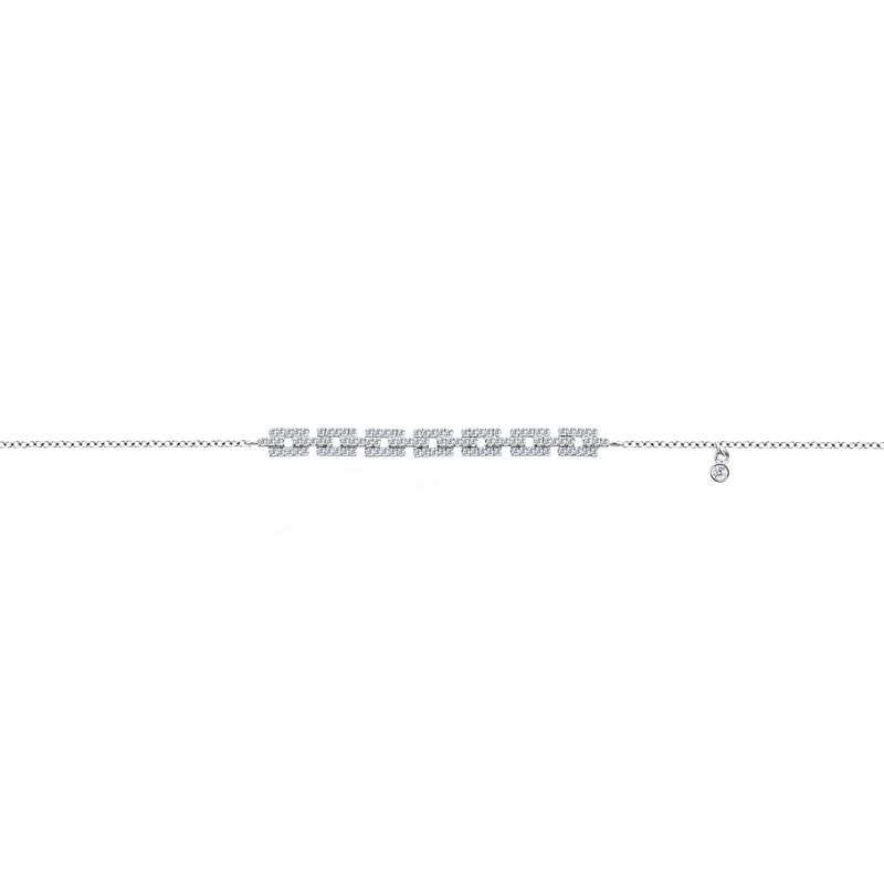 Pave Square Link Single Chain Bracelet