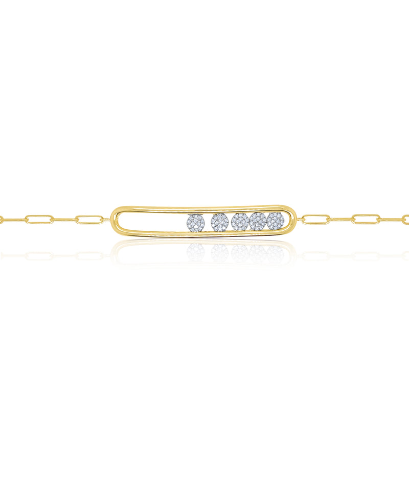 Yellow Gold And Diamond Bracelet with Floating Diamond Discs