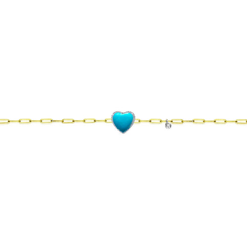 Turquoise Heart Paperclip Bracelet