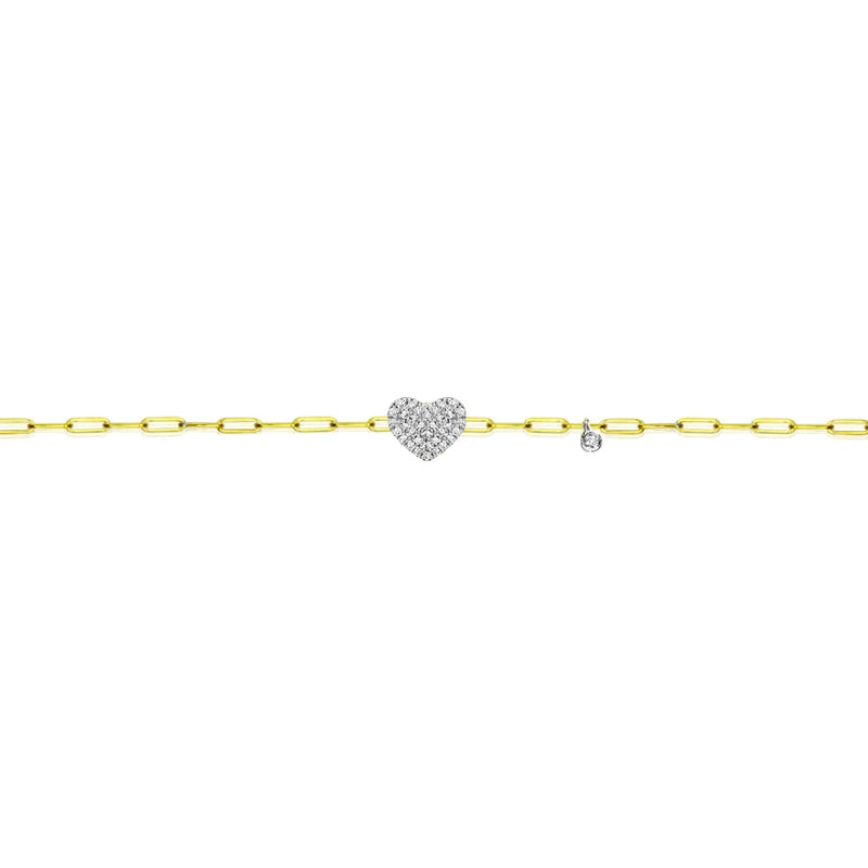 Diamond Heart Paperclip Bracelet