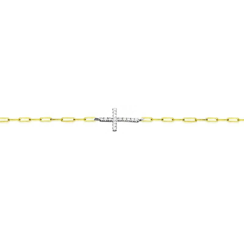 Diamond Cross Paperclip Bracelet