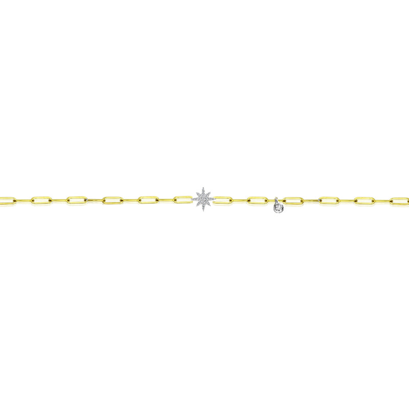 Diamond Starburst Paperclip Bracelet