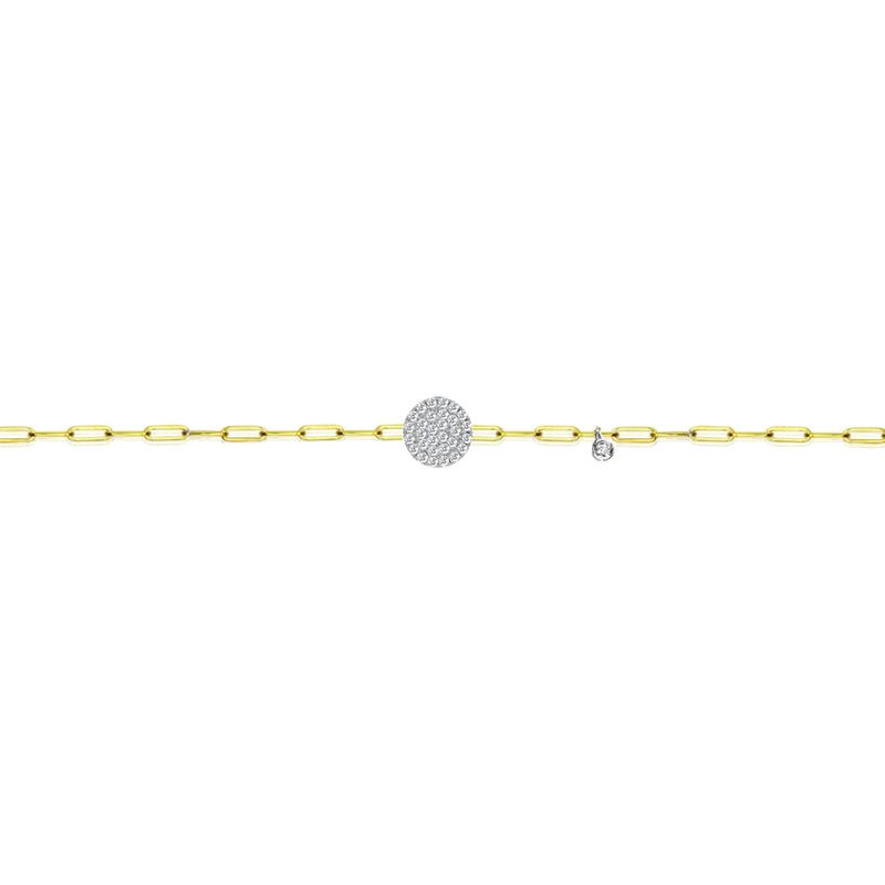 Diamond Disk Paperclip Bracelet