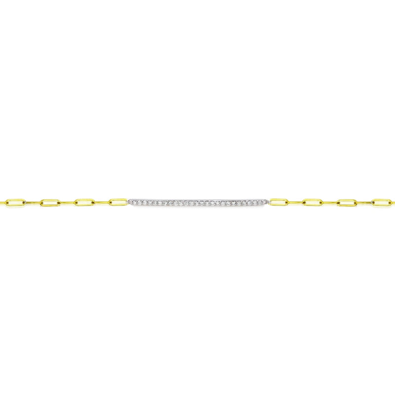 Paperclip Chain Bracelet with Diamond Bar