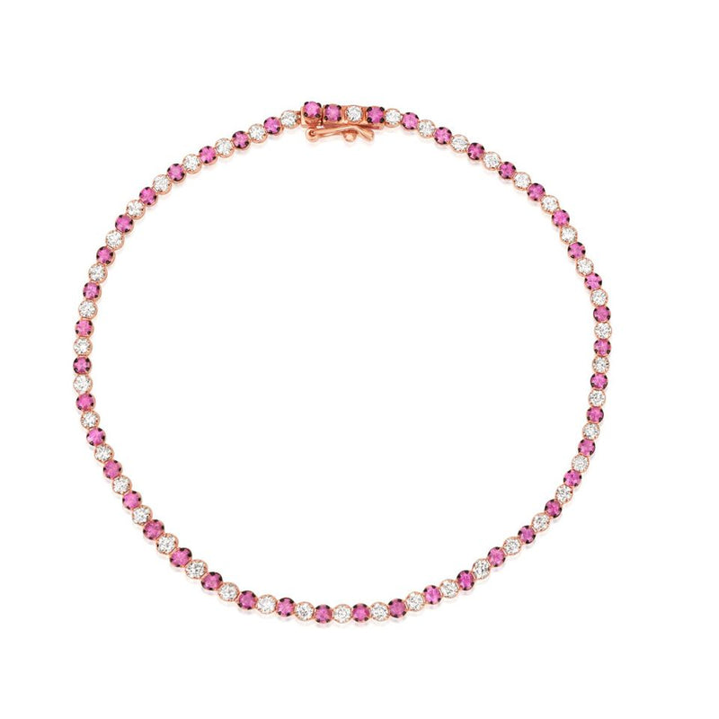 The Drop 6 | Pink Sapphire & Diamond Tennis Bracelet