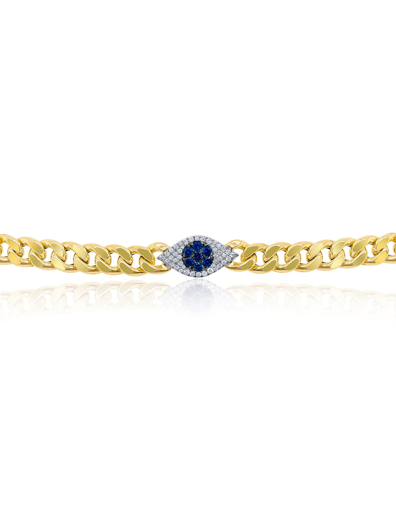 Cuban Chain And Evil Eye Bracelet
