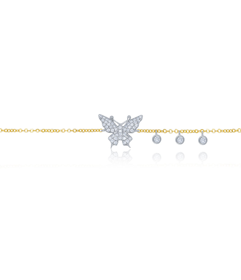 Yellow Gold Diamond Butterfly Bracelet