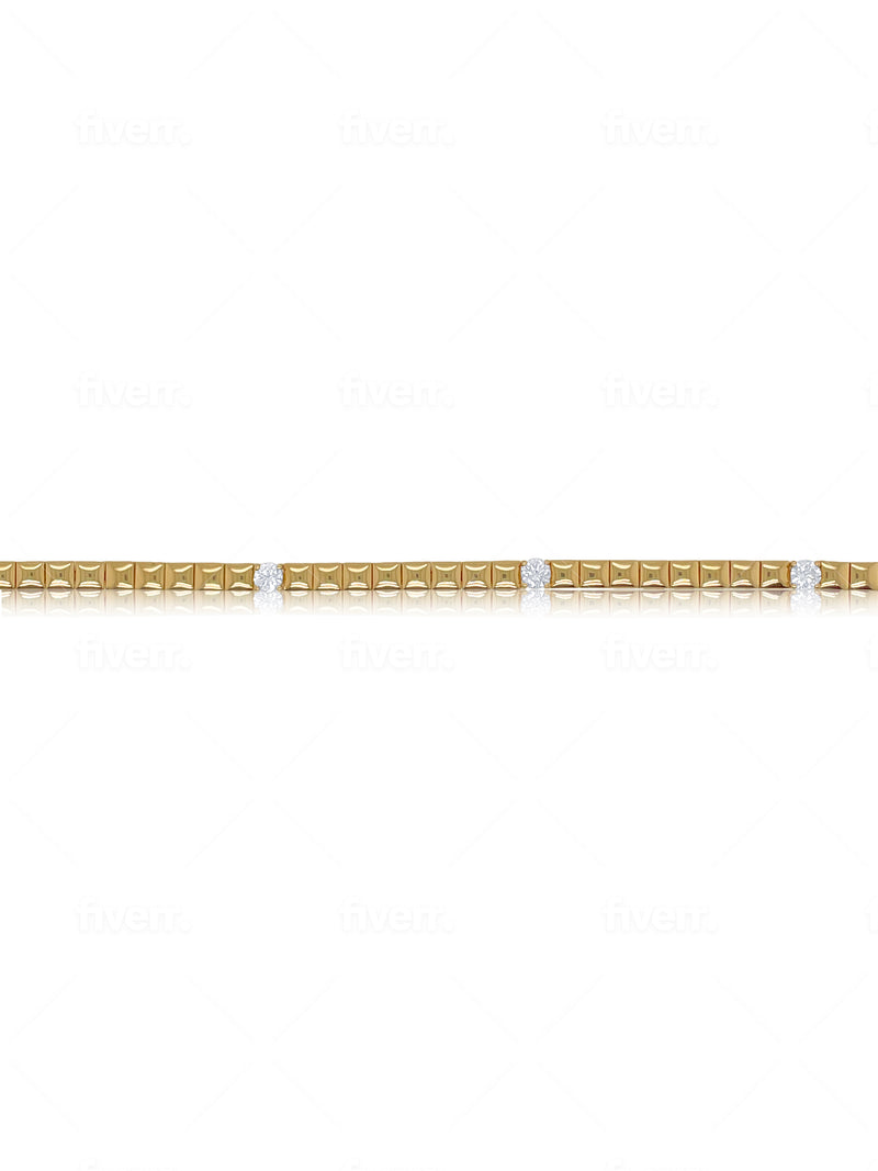 Yellow Gold and Diamond Square Bracelet- ONLINE EXCLUSIVE