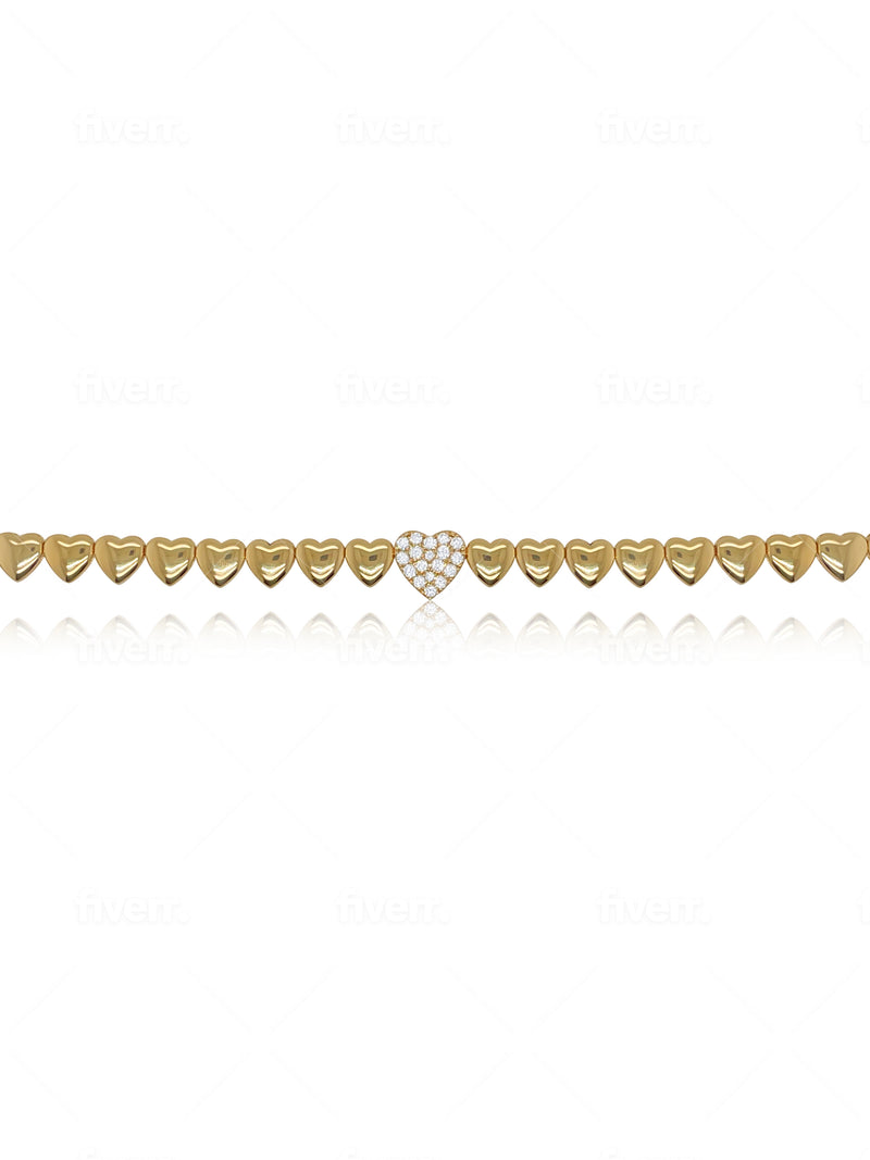 Yellow Gold and Diamond Hearts Bracelet-ONLINE EXCLUSIVE