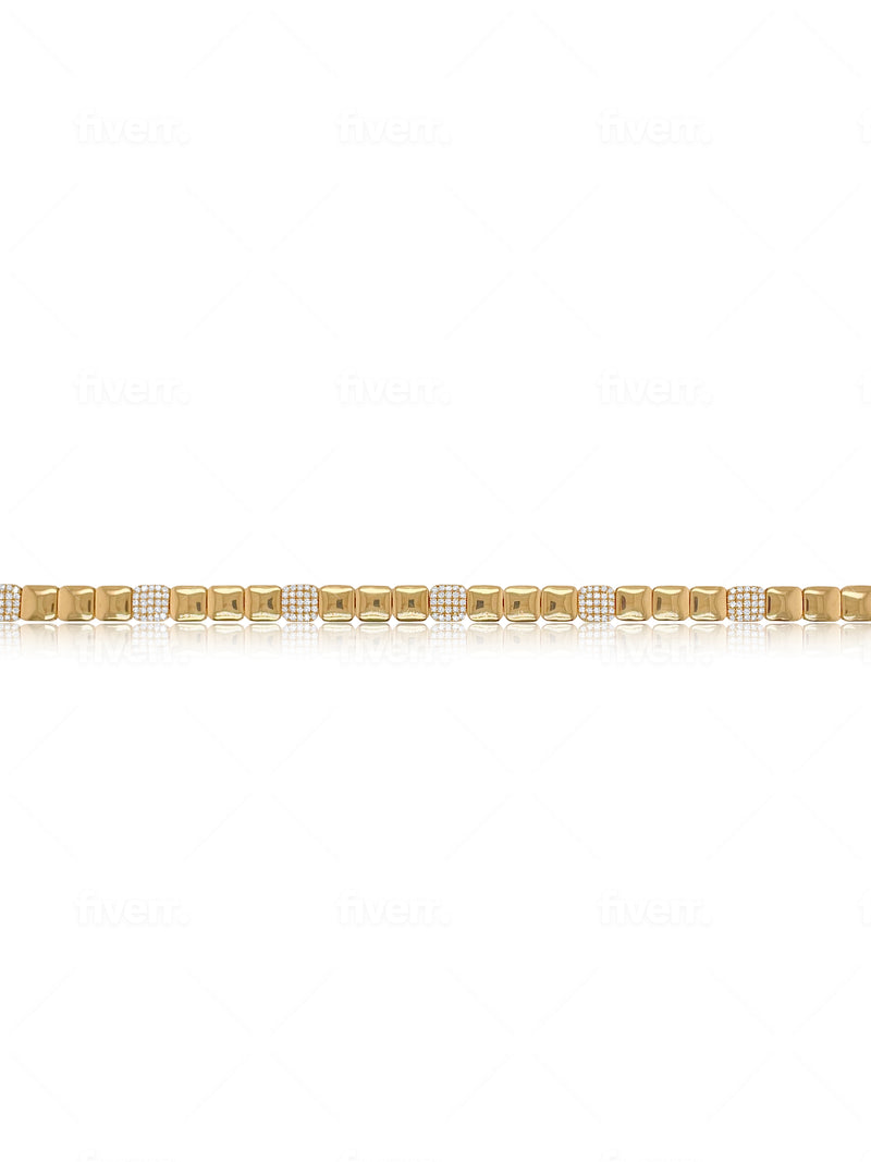 Yellow Gold and Diamond Squares Bracelet- ONLINE EXCLUSIVE