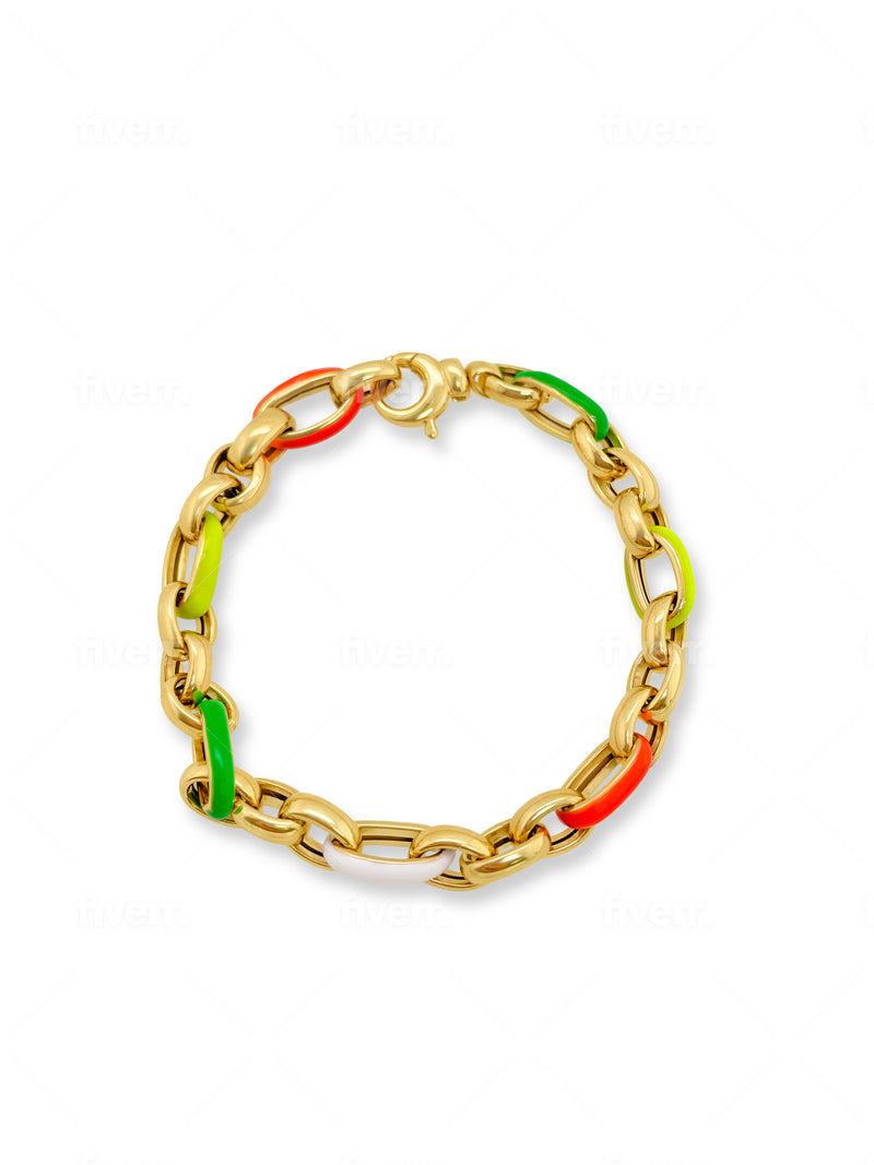 Multicolor Enamel Chunky Chain Bracelet- ONLINE EXCLUSIVE