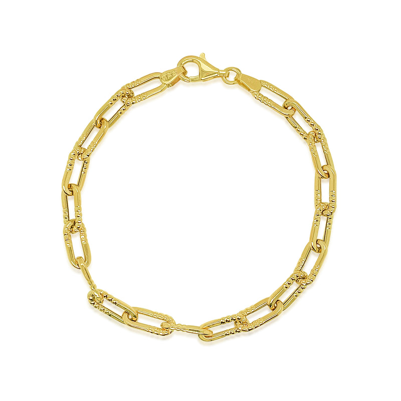 Yellow Gold Paperclip Chain Bracelet