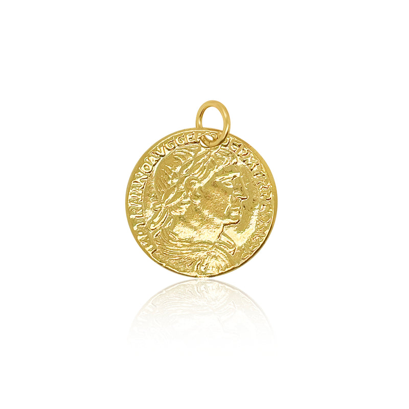 Yellow Gold Ancient Rome Coin Charm-25 mm