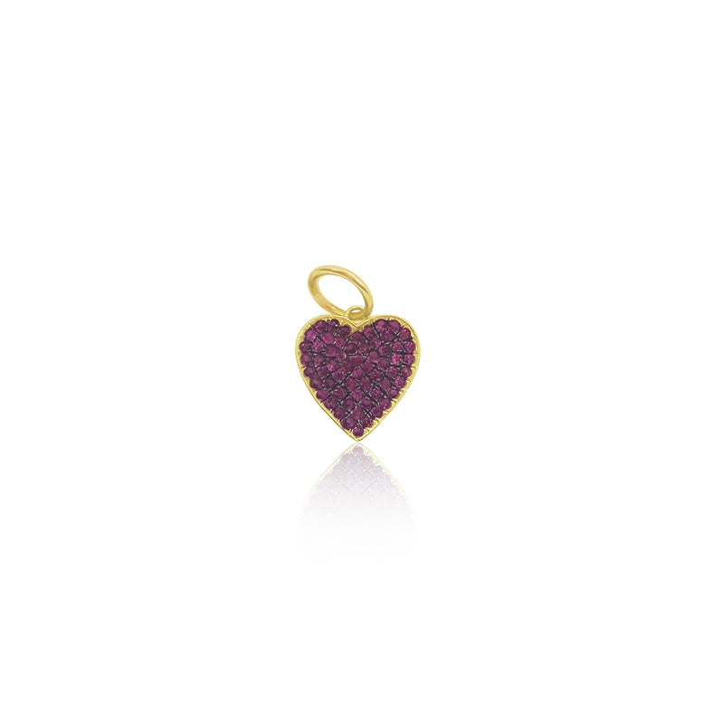 Dainty Yellow Gold Ruby Heart Charm