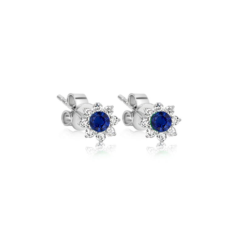 Sisterly Style Blue Sapphire White Gold Flower Stud | Online Exclusive